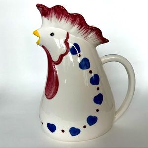 Vintage Hen Ceramic Hand Painted Pitcher FWC Made In Thailand